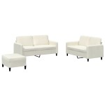 vidaXL Set de canapele, 3 piese, crem, catifea