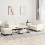 vidaXL Set de canapele, 3 piese, crem, catifea