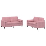 vidaXL Set canapea cu perne, 2 piese, roz, catifea