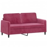 vidaXL Set canapele cu perne, 3 piese, roșu vin, catifea vidaXL Set canapele cu perne, 3 piese, roșu vin, catifea