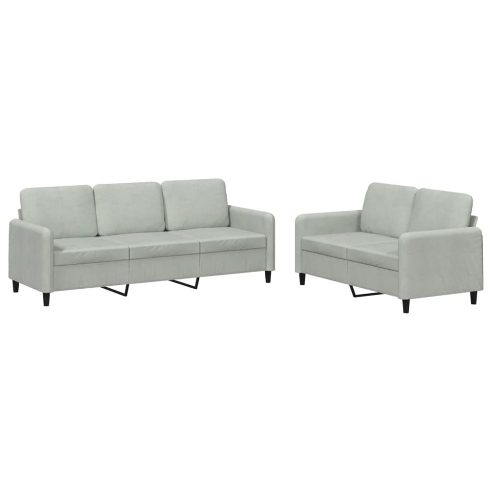 vidaXL Set canapea, 2 piese, gri deschis, catifea