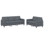 vidaXL Set canapea, 2 piese, gri închis, catifea