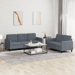 vidaXL Set canapea, 2 piese, gri închis, catifea