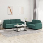 vidaXL Set canapele, 2 piese, verde închis, catifea vidaXL Set canapele, 2 piese, verde închis, catifea