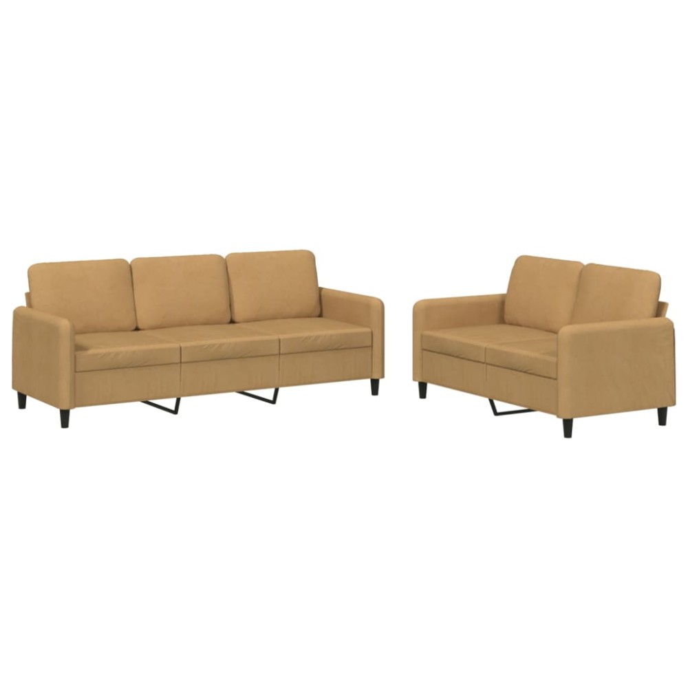 vidaXL Set canapea 2 piese, maro, catifea
