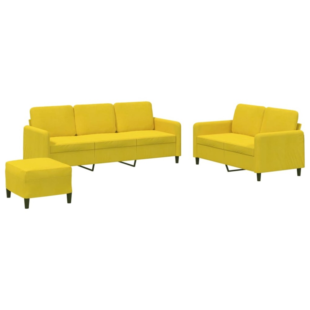 vidaXL Set de canapele, 3 piese, galben, catifea