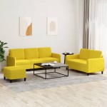 vidaXL Set de canapele, 3 piese, galben, catifea vidaXL Set de canapele, 3 piese, galben, catifea