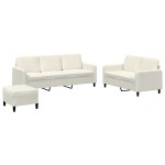 vidaXL Set de canapele, 3 piese, crem, catifea vidaXL Set de canapele, 3 piese, crem, catifea