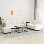 vidaXL Set de canapele, 3 piese, crem, catifea vidaXL Set de canapele, 3 piese, crem, catifea