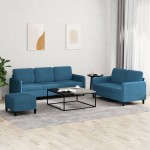 vidaXL Set de canapele, 3 piese, albastru, catifea vidaXL Set de canapele, 3 piese, albastru, catifea