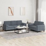 vidaXL Set canapea cu perne, 2 piese, gri închis, catifea