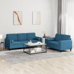 vidaXL Set de canapele cu perne, 2 piese, albastru, catifea vidaXL Set de canapele cu perne, 2 piese, albastru, catifea