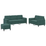 vidaXL Set canapea cu perne, 3 piese, verde închis, catifea