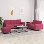 vidaXL Set canapele cu perne, 3 piese, roșu vin, catifea vidaXL Set canapele cu perne, 3 piese, roșu vin, catifea