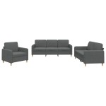 vidaXL Set de canapele cu perne, 3 piese, gri închis, textil vidaXL Set de canapele cu perne, 3 piese, gri închis, textil