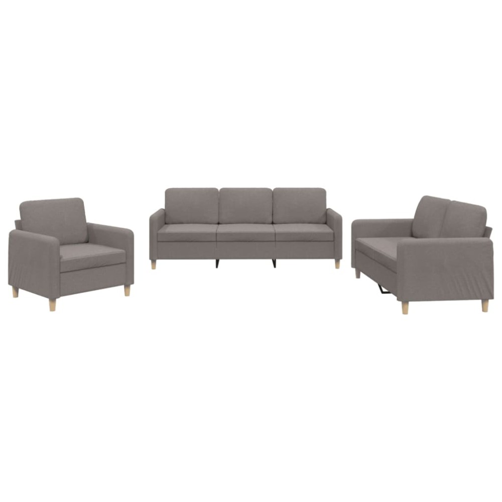 vidaXL Set de canapea cu perne, 3 piese, gri taupe, material textil