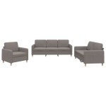 vidaXL Set de canapea cu perne, 3 piese, gri taupe, material textil vidaXL Set de canapea cu perne, 3 piese, gri taupe, material textil