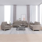 vidaXL Set de canapea cu perne, 3 piese, gri taupe, material textil vidaXL Set de canapea cu perne, 3 piese, gri taupe, material textil