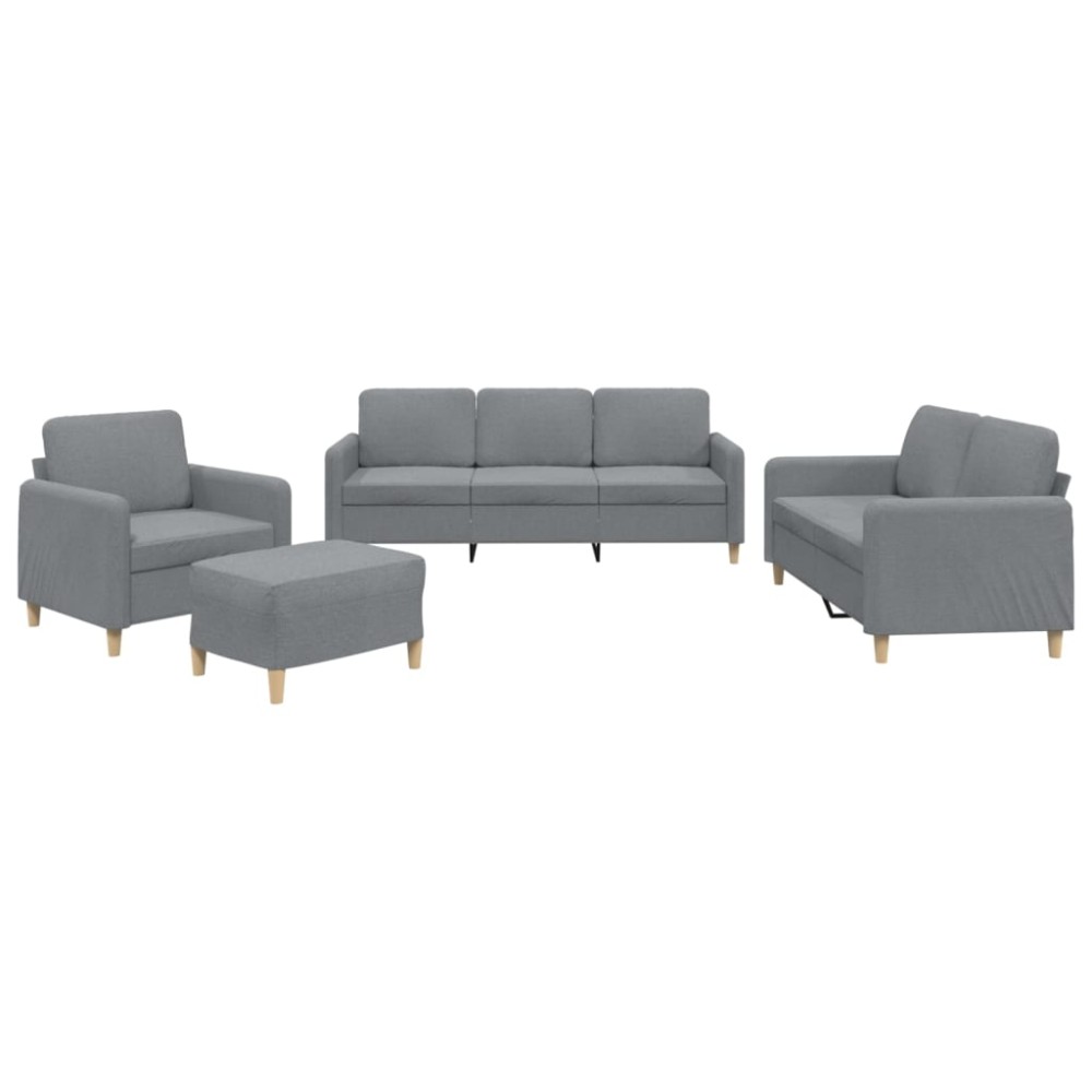 vidaXL Set de canapele cu perne, 4 piese, gri deschis, textil