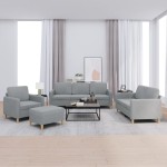 vidaXL Set de canapele cu perne, 4 piese, gri deschis, textil vidaXL Set de canapele cu perne, 4 piese, gri deschis, textil