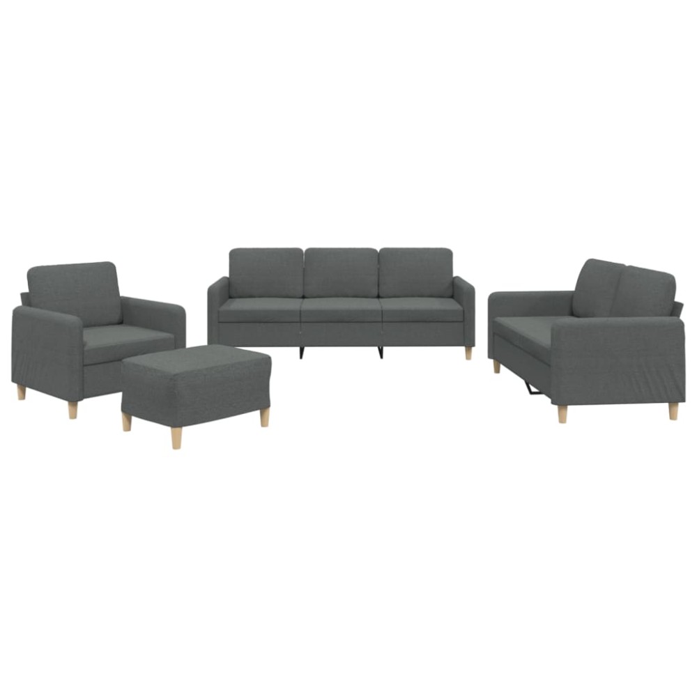 vidaXL Set de canapele cu perne, 4 piese, gri închis, textil