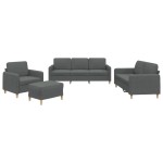 vidaXL Set de canapele cu perne, 4 piese, gri închis, textil vidaXL Set de canapele cu perne, 4 piese, gri închis, textil