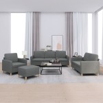 vidaXL Set de canapele cu perne, 4 piese, gri închis, textil vidaXL Set de canapele cu perne, 4 piese, gri închis, textil