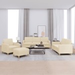 vidaXL Set de canapele cu perne, 4 piese, crem, textil