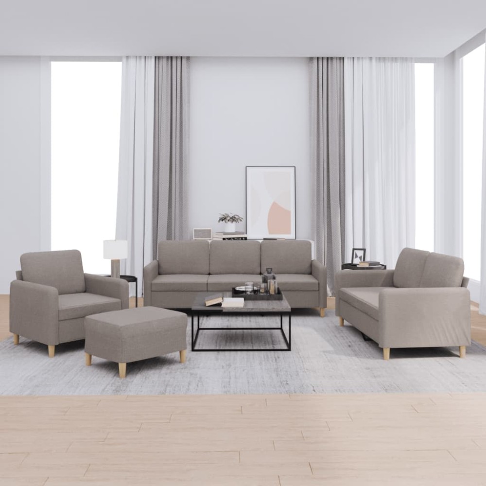 vidaXL Set de canapea cu perne, 4 piese, gri taupe, material textil