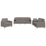 vidaXL Set de canapele cu perne, 3 piese, gri taupe, textil vidaXL Set de canapele cu perne, 3 piese, gri taupe, textil