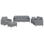 vidaXL Set de canapele cu perne, 4 piese, gri deschis, material textil