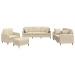 vidaXL Set de canapele cu perne, 4 piese, crem, microfibră