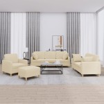 vidaXL Set de canapele cu perne, 4 piese, crem, microfibră