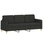 vidaXL Set de canapele cu perne, 4 piese, negru, material textil