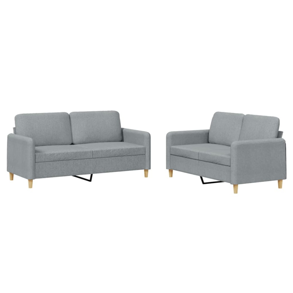 vidaXL Set de canapele cu perne, 2 piese, gri deschis, textil