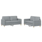 vidaXL Set de canapele cu perne, 2 piese, gri deschis, textil