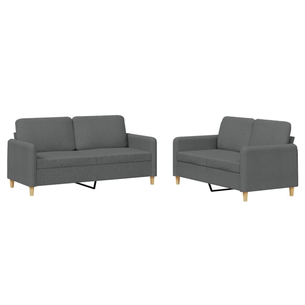 vidaXL Set de canapele cu perne, 2 piese, gri închis, textil