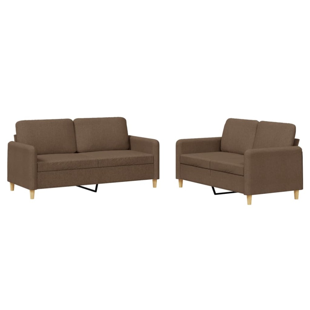 vidaXL Set de canapele cu perne, 2 piese, maro, textil