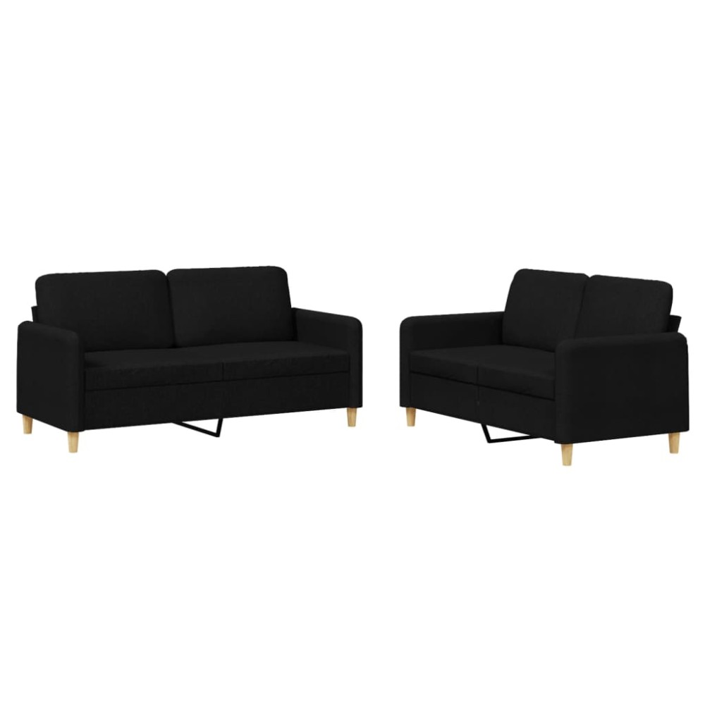 vidaXL Set de canapele cu perne, 2 piese, negru, textil