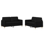 vidaXL Set de canapele cu perne, 2 piese, negru, textil