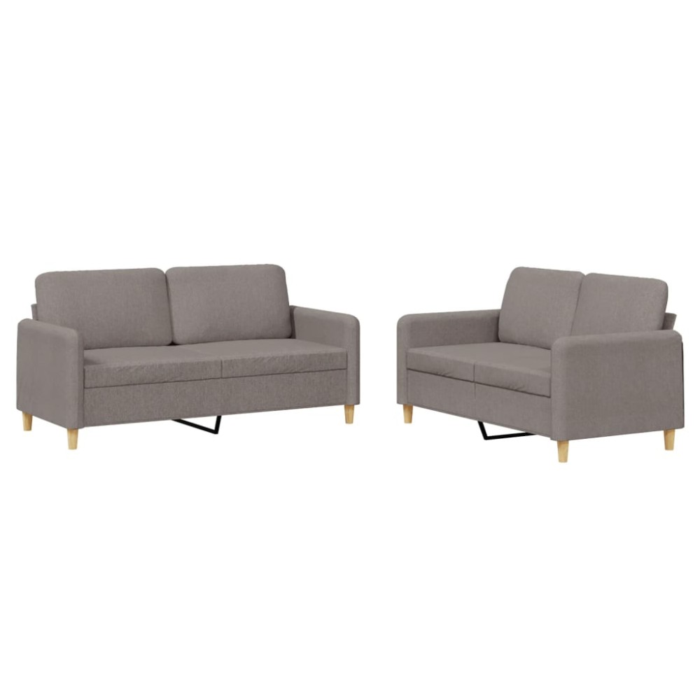 vidaXL Set de canapea cu perne, 2 piese, gri taupe, material textil