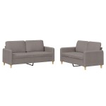 vidaXL Set de canapea cu perne, 2 piese, gri taupe, material textil