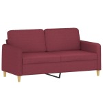vidaXL Set canapea cu perne, 3 piese, roșu vin, material textil