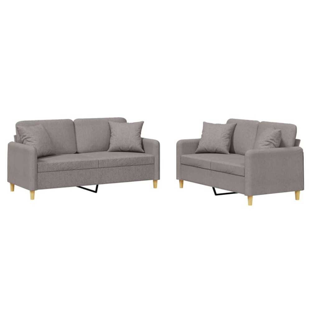 vidaXL Set de canapele cu perne, 2 piese, gri taupe, textil