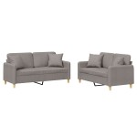 vidaXL Set de canapele cu perne, 2 piese, gri taupe, textil
