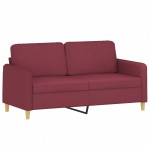 vidaXL Set canapea cu perne, 3 piese, roșu vin, material textil