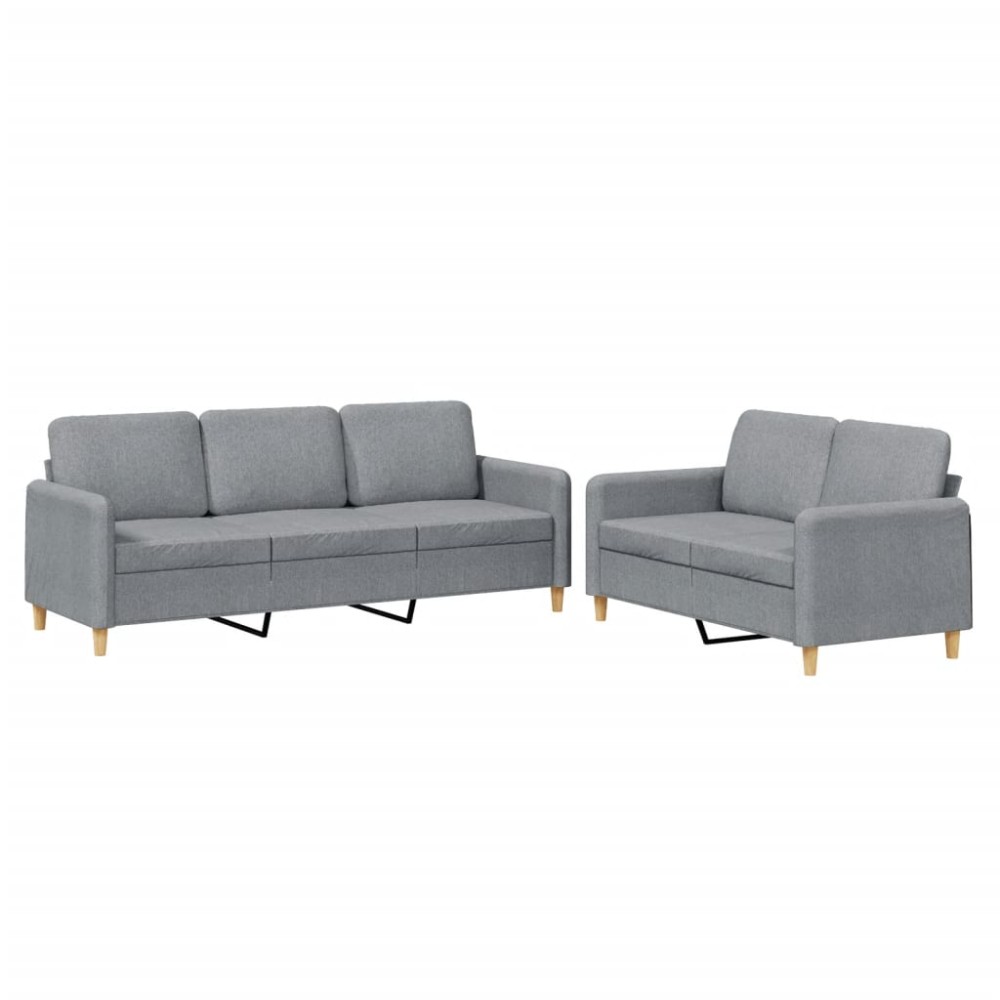 vidaXL Set de canapele cu perne, 2 piese, gri deschis, textil