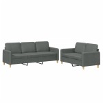 vidaXL Set de canapele cu perne, 2 piese, gri închis, textil