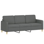 vidaXL Set de canapele cu perne, 2 piese, gri închis, textil