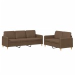 vidaXL Set de canapele cu perne, 2 piese, maro, textil
